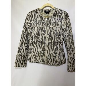 MARK ALAN WOMANS Zebra PRINT LEATHER JACKET FITTED Size Large‎